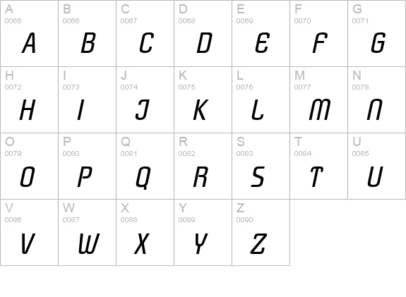 Plover Italic uppercase A-Z preview
