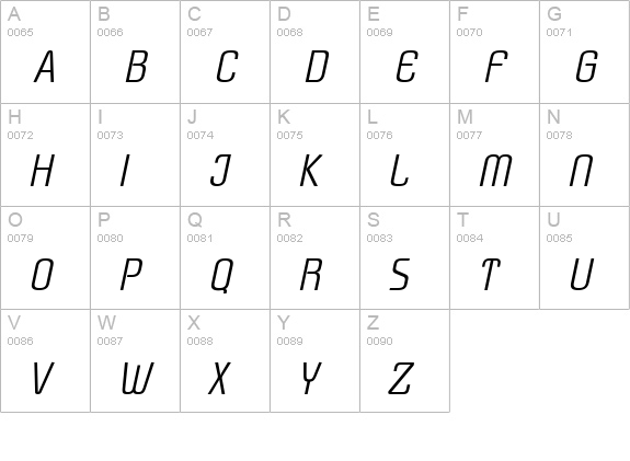 PloverLight Italic uppercase A-Z preview