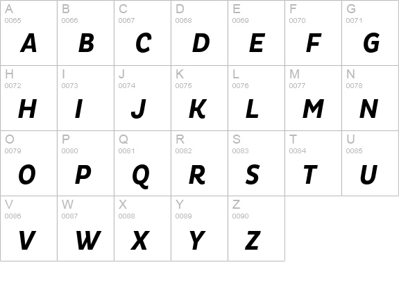 Pluto Cond Bold Italic uppercase A-Z preview