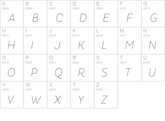 Pluto Cond Thin Italic uppercase A-Z preview