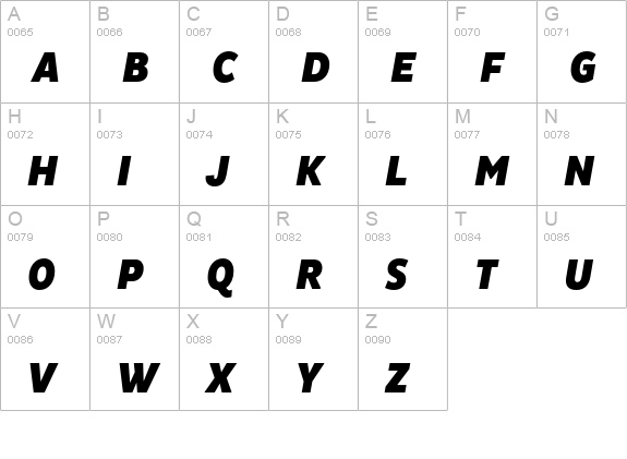 Pluto Sans Cond Black Italic uppercase A-Z preview