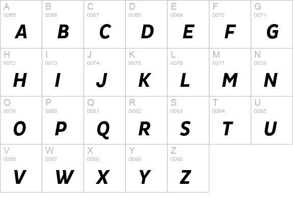 Pluto Sans Cond Bold Italic uppercase A-Z preview