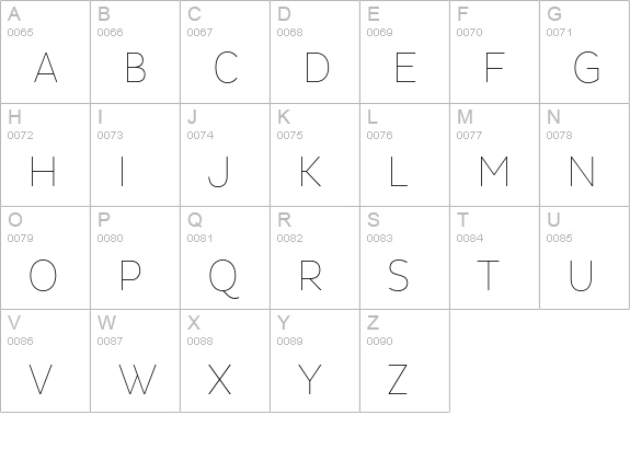 Pluto Sans Cond Thin uppercase A-Z preview