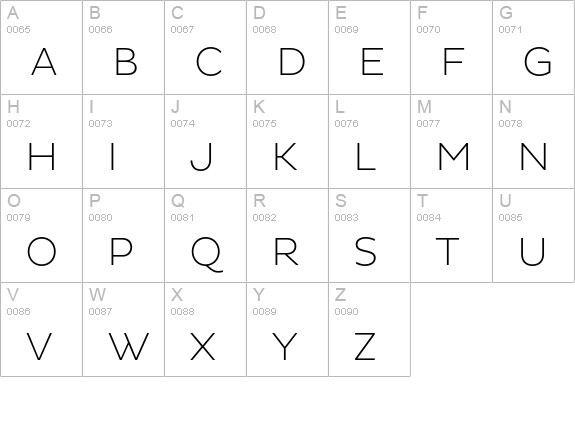 Pluto Sans ExtraLight uppercase A-Z preview
