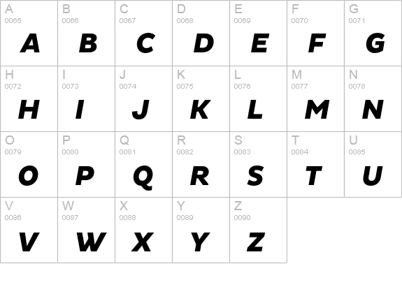 Pluto Sans Heavy Italic uppercase A-Z preview