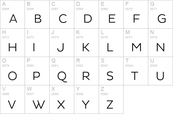Pluto Sans Light uppercase A-Z preview