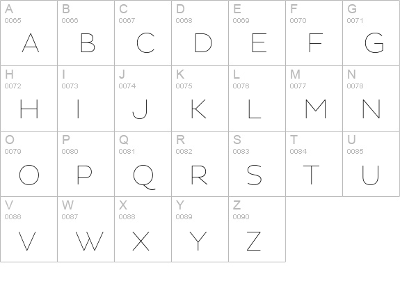 Pluto Sans Thin uppercase A-Z preview