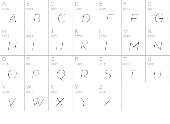 Pluto Sans Thin Italic uppercase A-Z preview