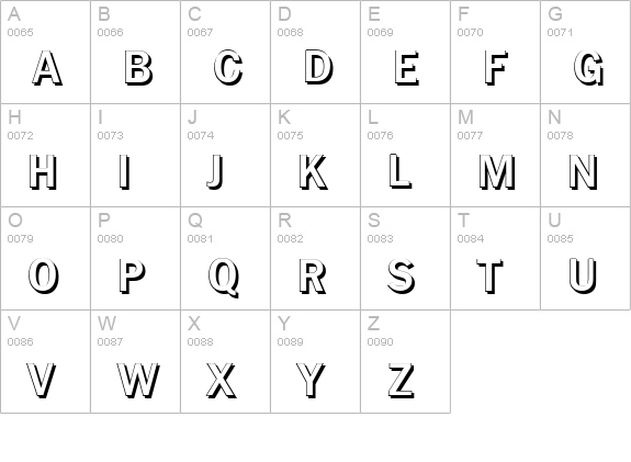 PlymouthShadow-Bold uppercase A-Z preview