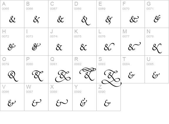 Poetica Supp Ampersands uppercase A-Z preview