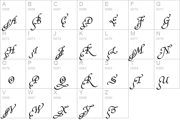 Poetica Supp Initial Swash Capitals uppercase A-Z preview