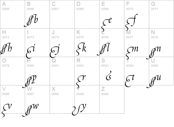 Poetica Supp Lowercase Beginnings II uppercase A-Z preview
