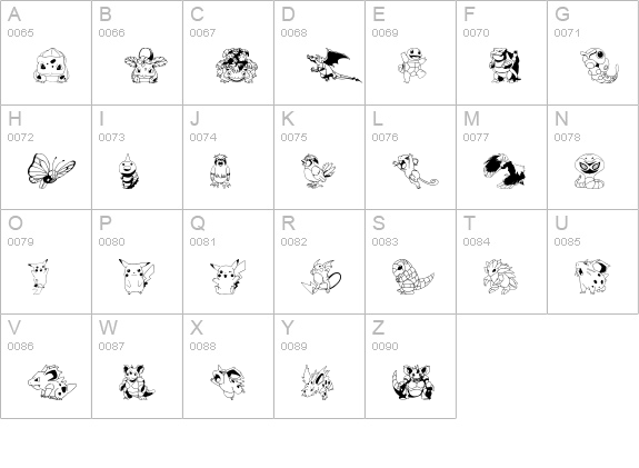 Pokemon Kiddy Ding uppercase A-Z preview