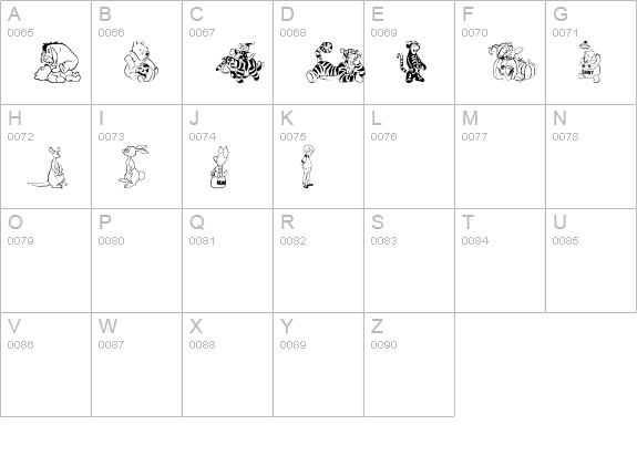 Pooh Bear uppercase A-Z preview