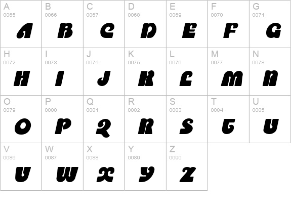 PookyDisplay Italic uppercase A-Z preview