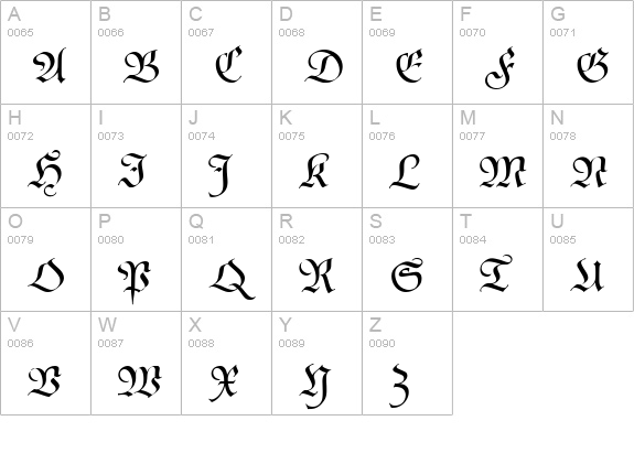 Poppl-Fraktur uppercase A-Z preview