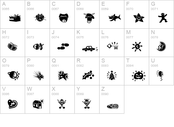 PopticsThreeExtras uppercase A-Z preview