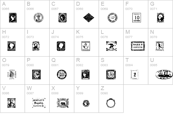 PostageStamps uppercase A-Z preview