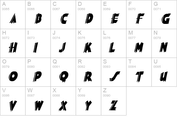 PosterCondensed Italic uppercase A-Z preview