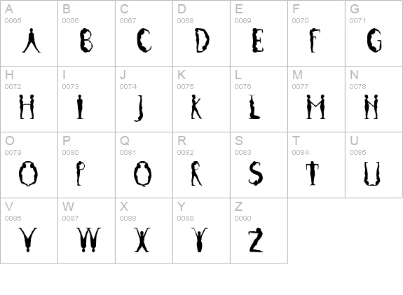 Postures MF Initials uppercase A-Z preview