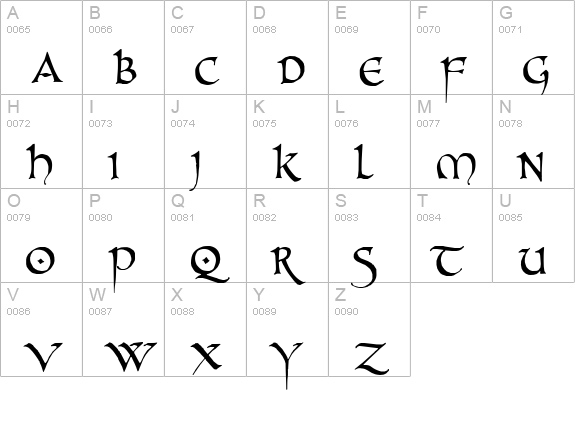 PR Celtic Narrow uppercase A-Z preview