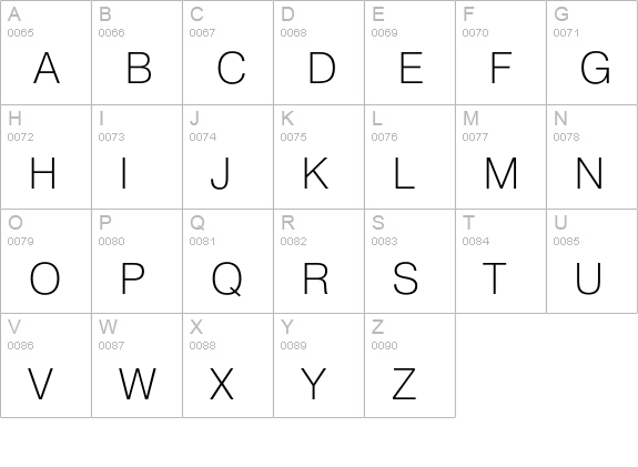 Pragmatica ExtraLight uppercase A-Z preview