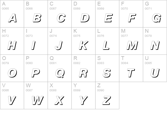 Pragmatica Shadow Oblique uppercase A-Z preview