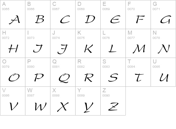 Present Italic uppercase A-Z preview