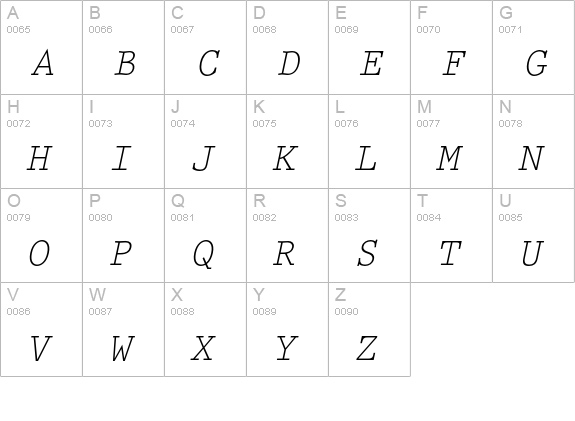 Prestige Elite Std Slanted uppercase A-Z preview
