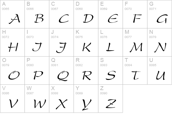 PrestonScript Italic uppercase A-Z preview