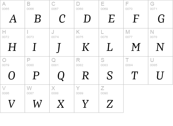 PretoSerifOTStd Regular 8 uppercase A-Z preview