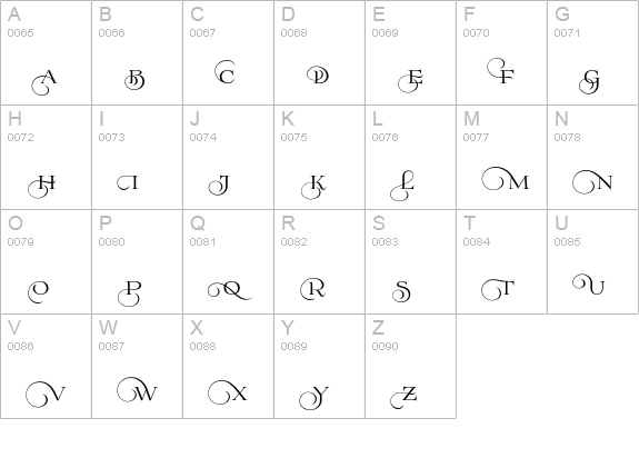 Prida02Calt uppercase A-Z preview