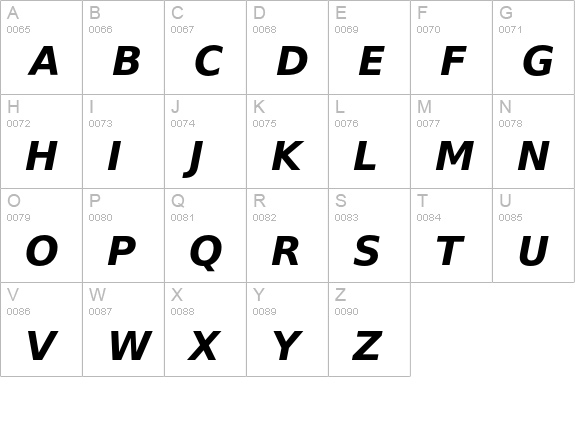 Prima Sans Bold Oblique uppercase A-Z preview