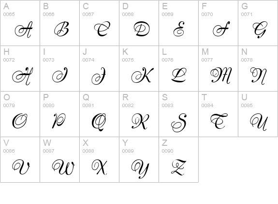 PrimroseJF uppercase A-Z preview