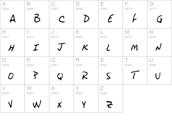 PrincesHand Regular uppercase A-Z preview