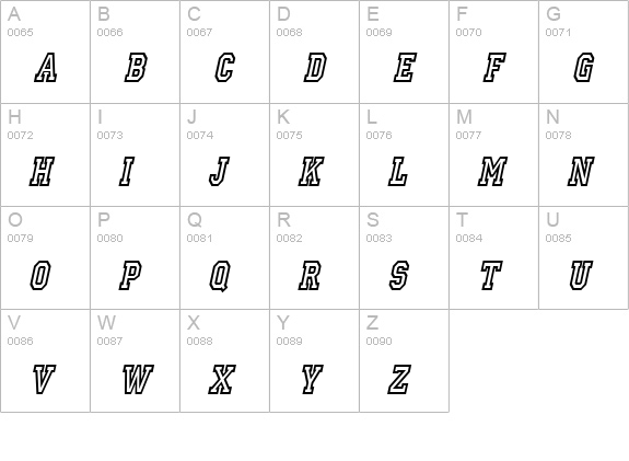 Princeton Condensed Italic uppercase A-Z preview