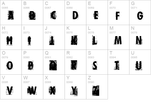 Print Error uppercase A-Z preview