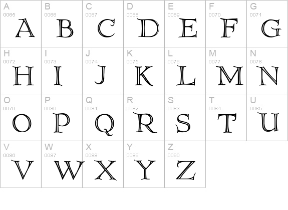 Priory uppercase A-Z preview