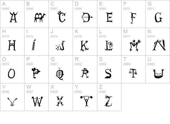 PriskaSerif-LittleCreatures uppercase A-Z preview