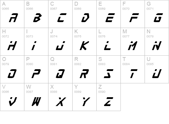 Procyon Italic uppercase A-Z preview