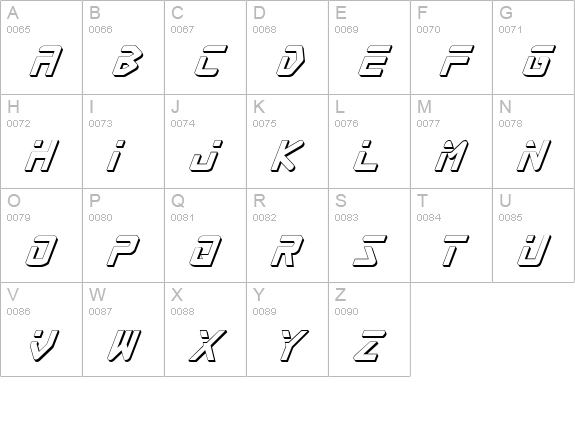 Procyon Shadow Italic uppercase A-Z preview