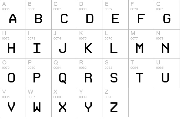 ProFontWindows uppercase A-Z preview
