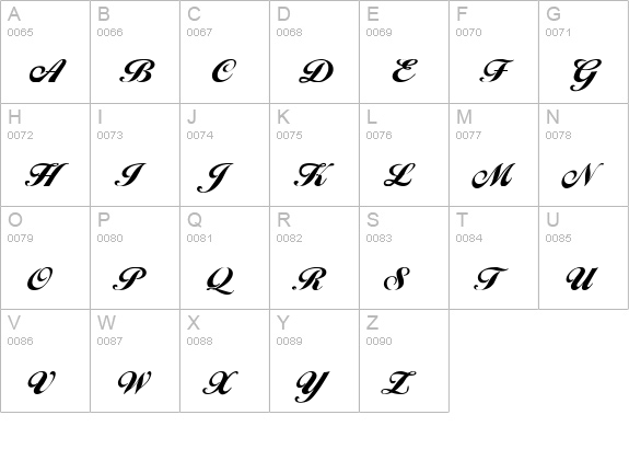 Progena Script SSi uppercase A-Z preview