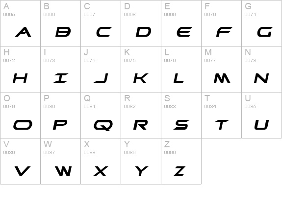 Promethean Bold ExpItalic uppercase A-Z preview