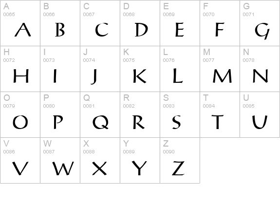 ProseAntique uppercase A-Z preview