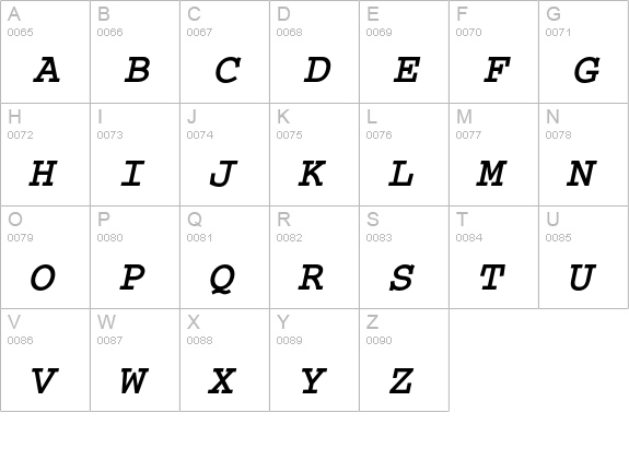 PT Courier Bold Oblique Cyrillic uppercase A-Z preview