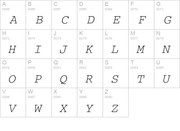 PT Courier Oblique Cyrillic uppercase A-Z preview