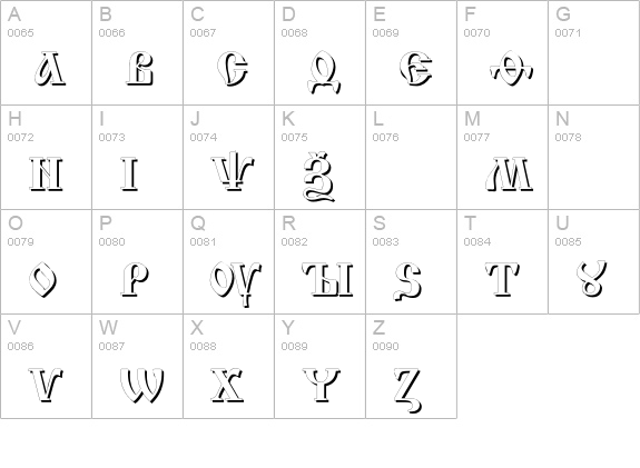 PT IzhitsaShadow Cyrillic uppercase A-Z preview