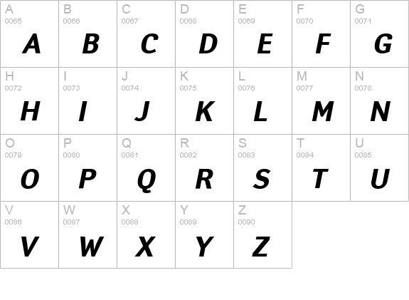 PT Yanus BoldItalic Cyrillic uppercase A-Z preview