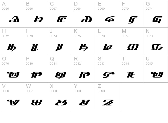 PTAF-Italic uppercase A-Z preview